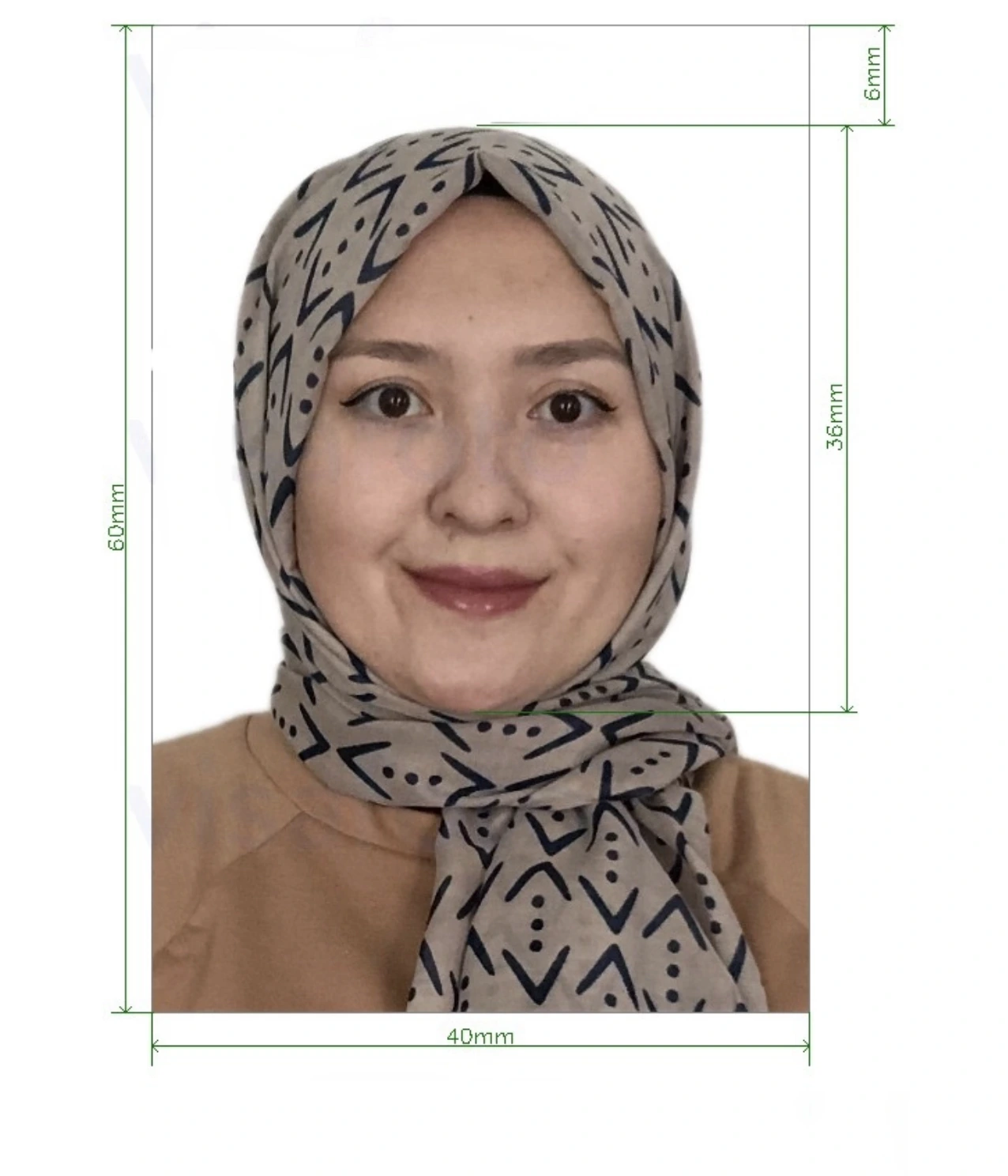 Correct ICAO compliant ID photo for Indonesia Visa